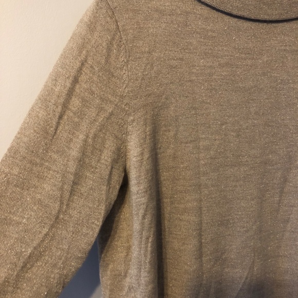 Tan mock neck sweater with simmer thread - Picture 3 of 6